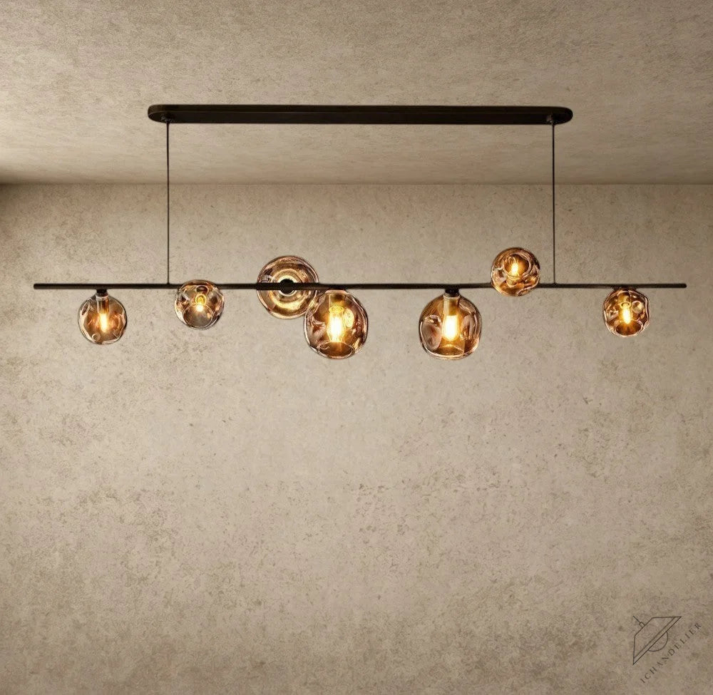 Bubble Smoke Glass Linear Chandelier