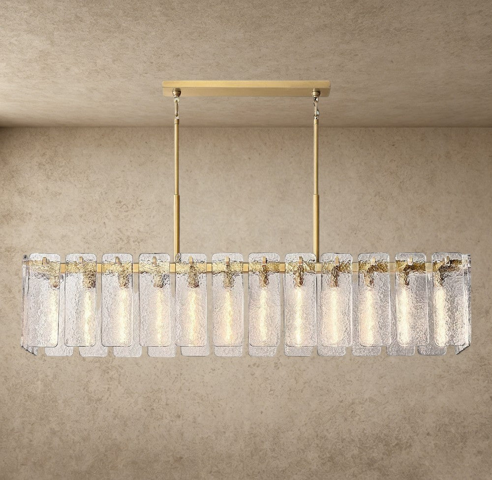 72" / Brass Calamette Glass Rectangular Chandelier 60", 72"
