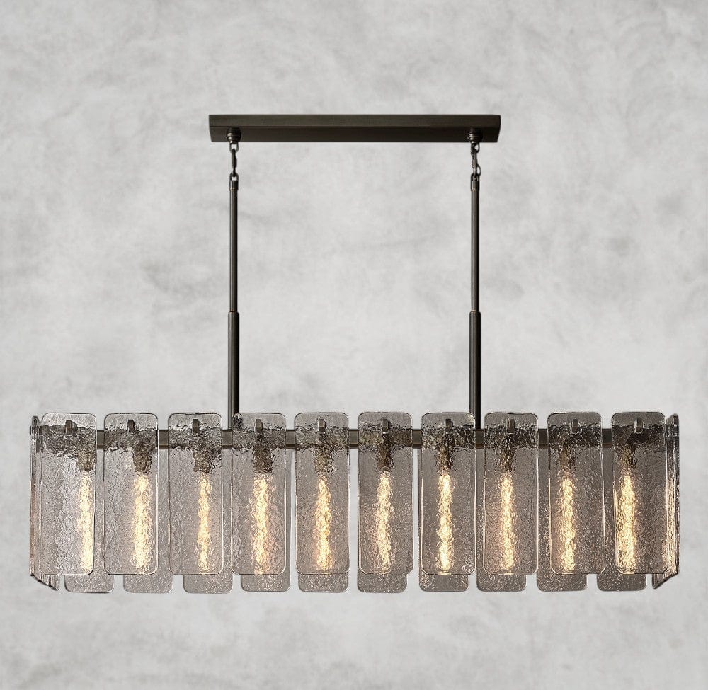 60" / Bronze Calamette Glass Rectangular Chandelier 60", 72"