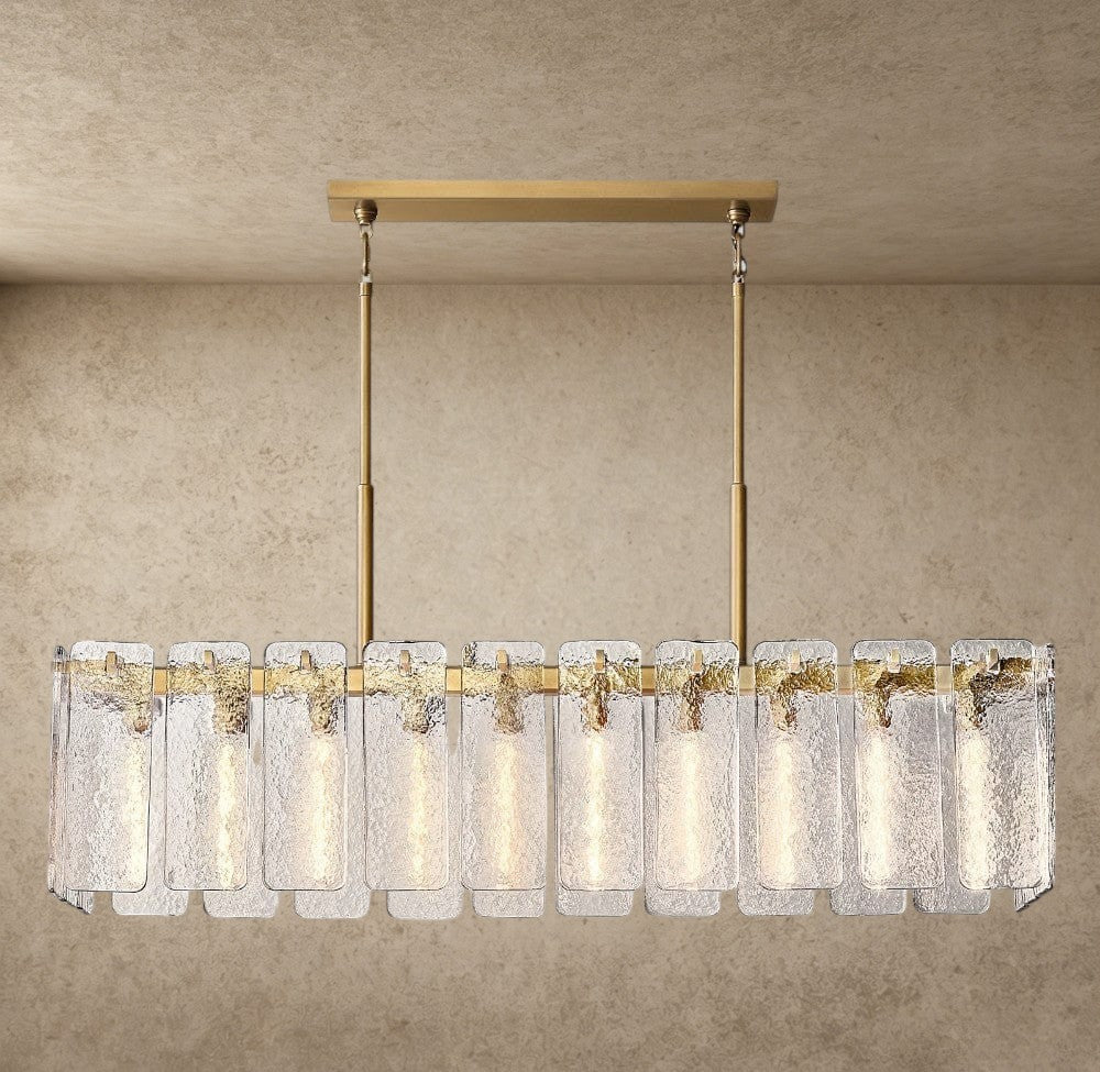 60" / Brass Calamette Glass Rectangular Chandelier 60", 72"