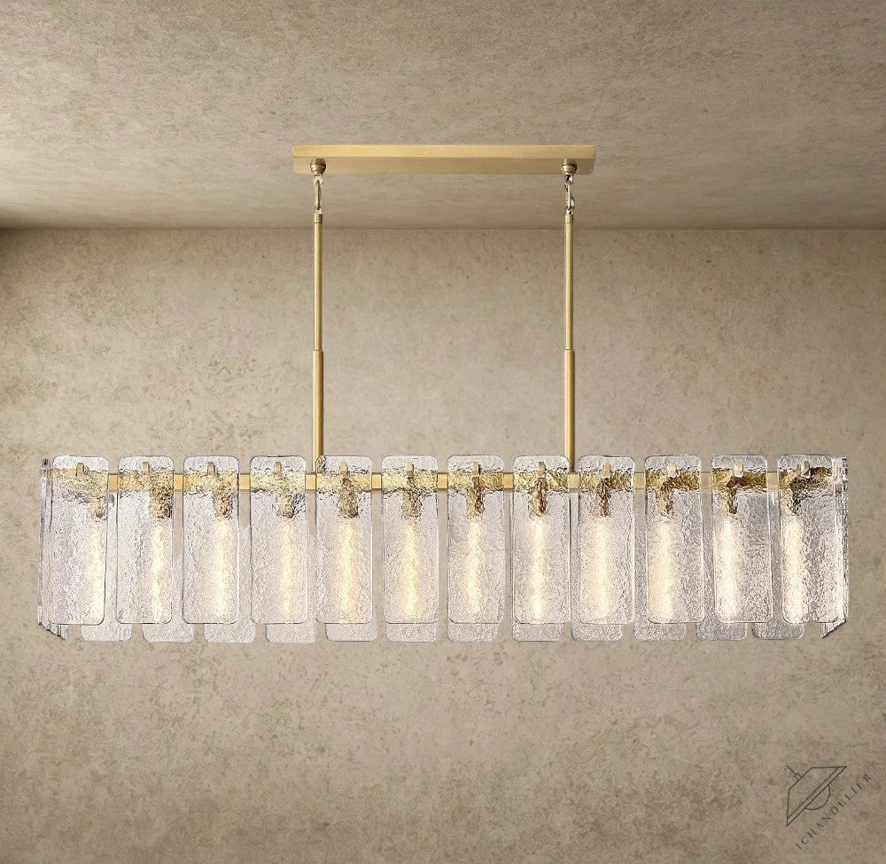 72" / Brass Calamette Glass Rectangular Chandelier 60", 72"