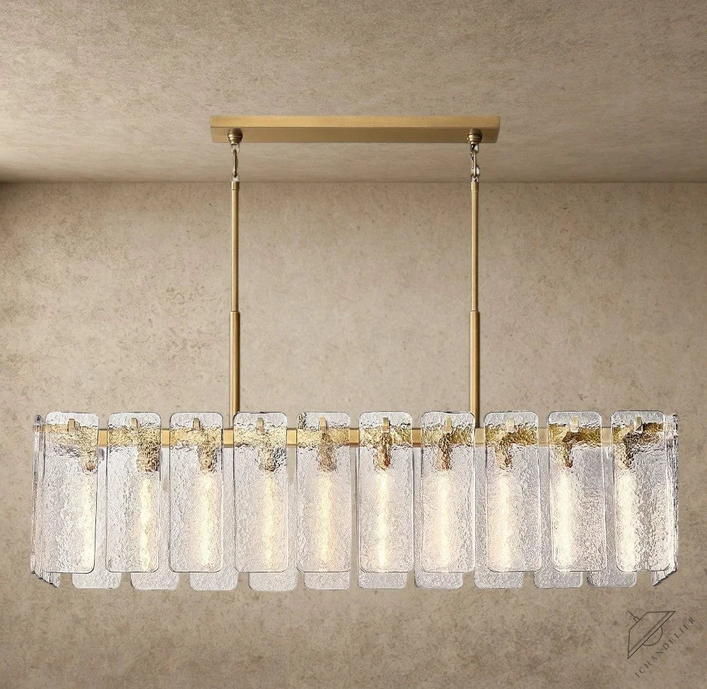 60" / Brass Calamette Glass Rectangular Chandelier 60", 72"