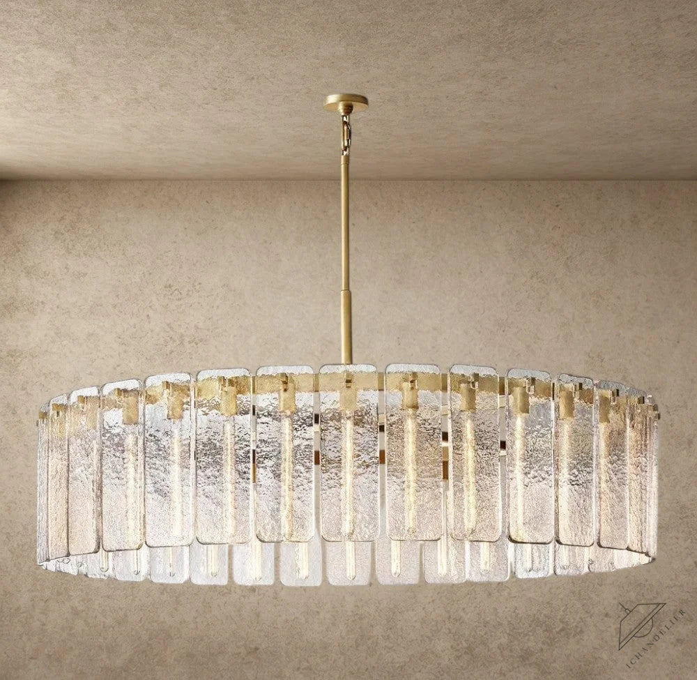 60" / Brass Calamette Glass Round Chandelier 36", 48", 60"