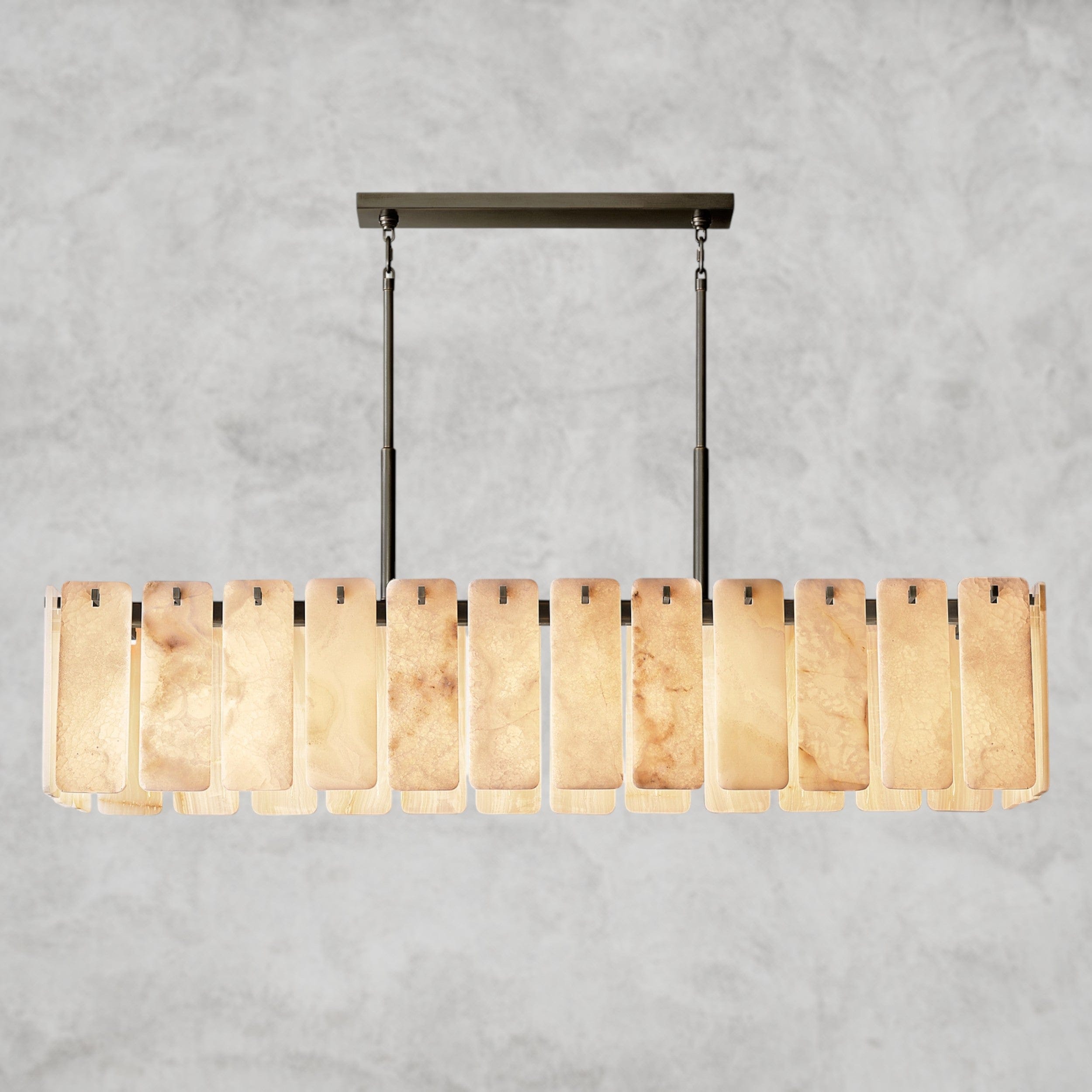 74" / Bronze Calamette Onyx Rectangular Alabaster Chandelier 60", 74"
