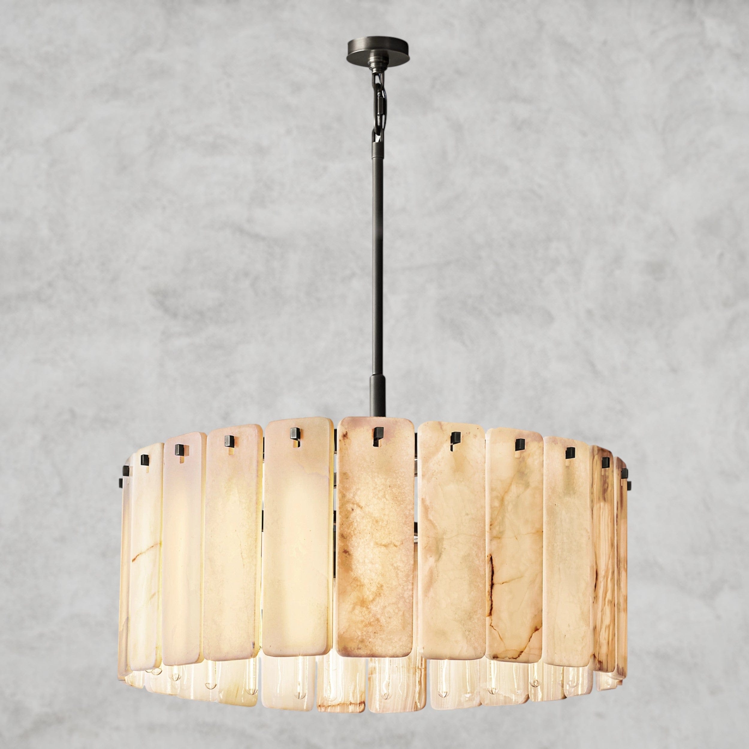36" / Bronze Calamette Onyx Round Alabaster Chandelier 36". 48", 60"