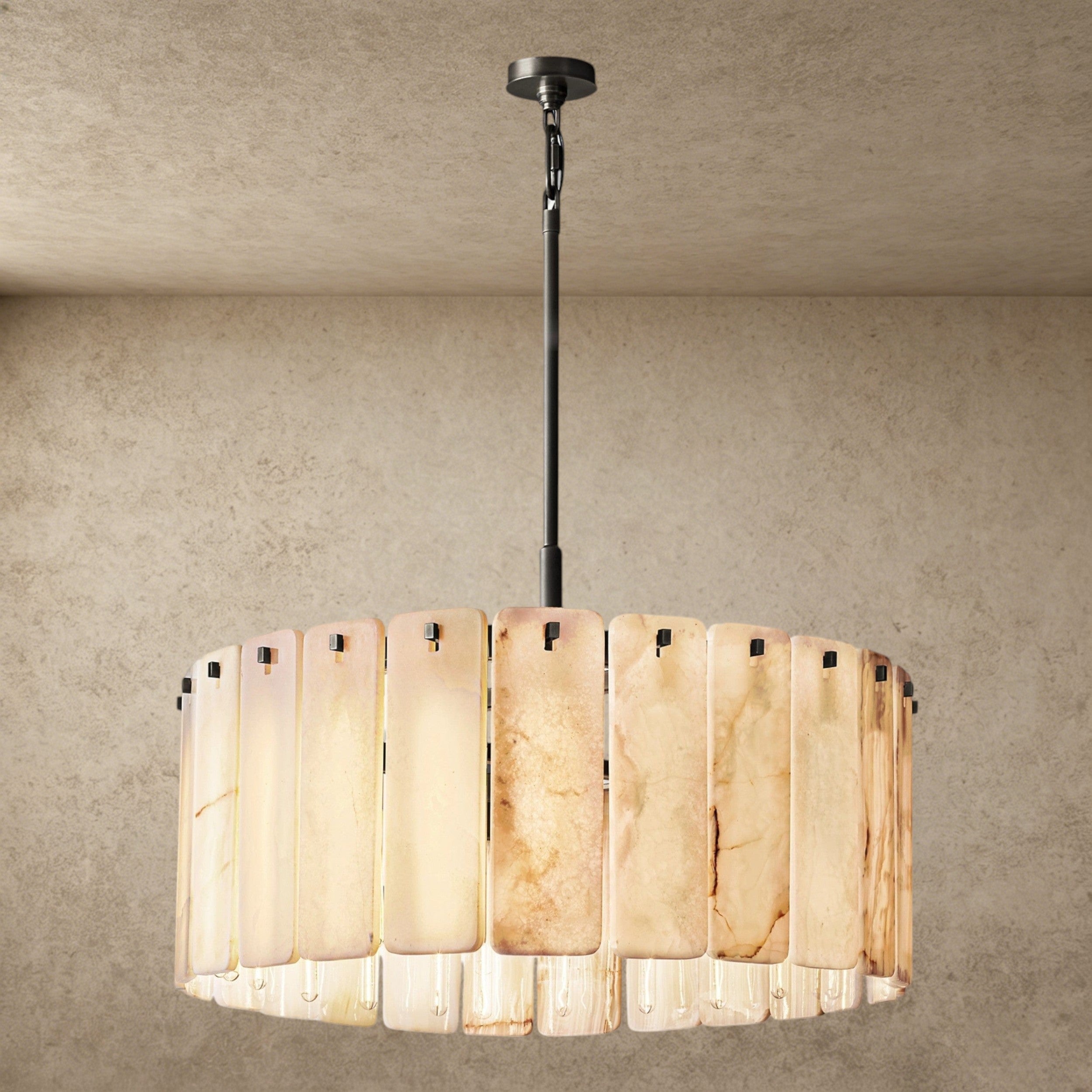 36" / Bronze Calamette Onyx Round Alabaster Chandelier 36". 48", 60"