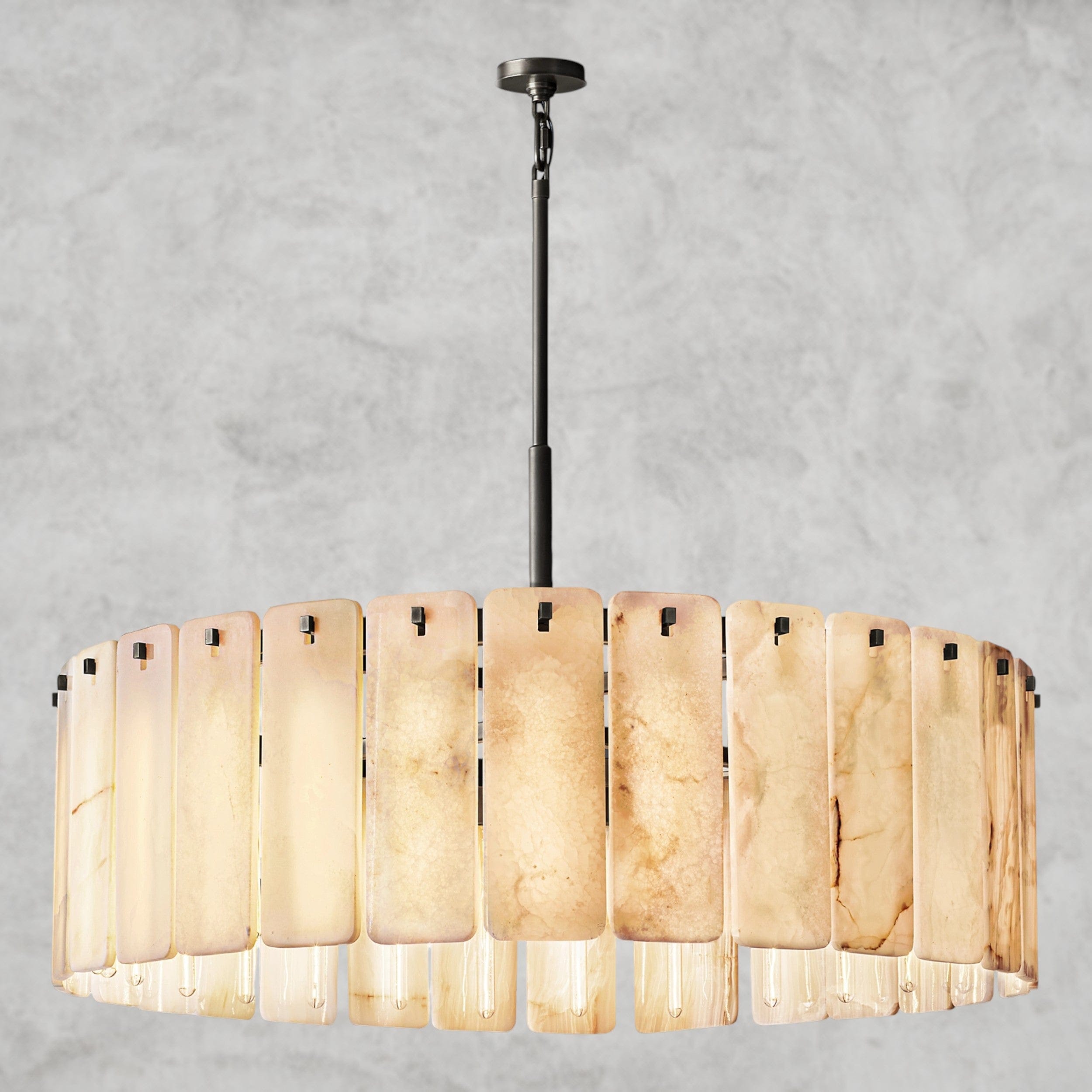 48" / Bronze Calamette Onyx Round Alabaster Chandelier 36". 48", 60"