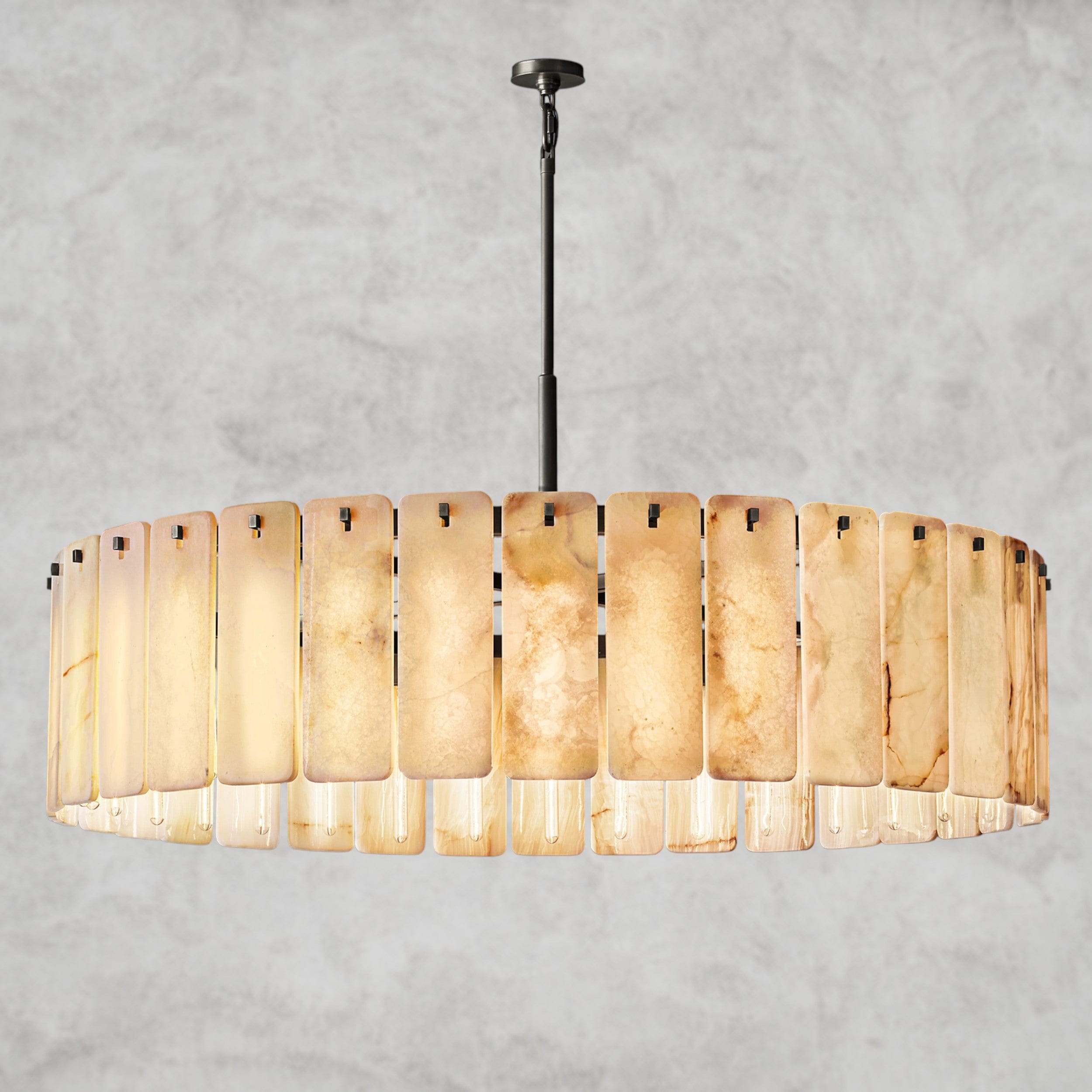 60" / Bronze Calamette Onyx Round Alabaster Chandelier 36". 48", 60"
