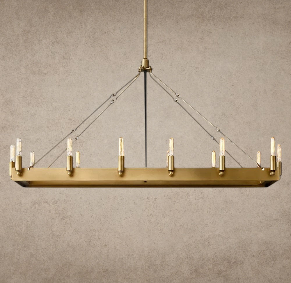 41" / Brass Camino Rectangular Outdoor Chandelier 41", 54"