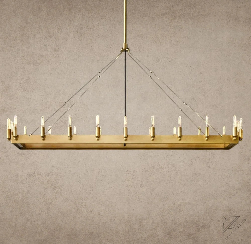 54" / Brass Camino Rectangular Outdoor Chandelier 41", 54"