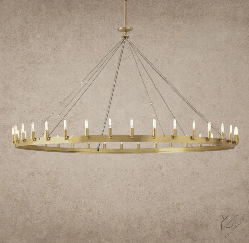 73" / Brass Camino Round Outdoor Chandelier 26", 38", 50", 63", 73"