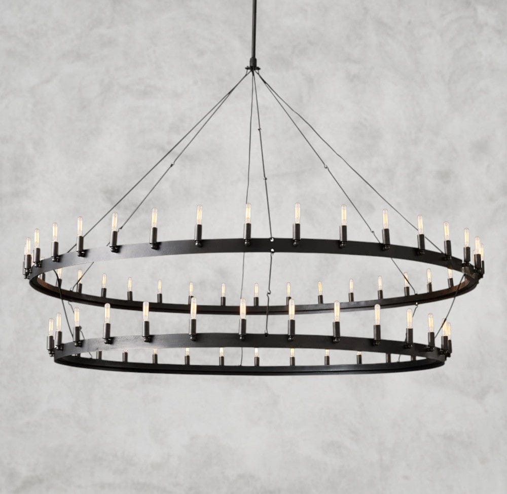 73" / Bronze Camino Vintage Filament Two-Tier Chandelier 38", 50", 63", 71"