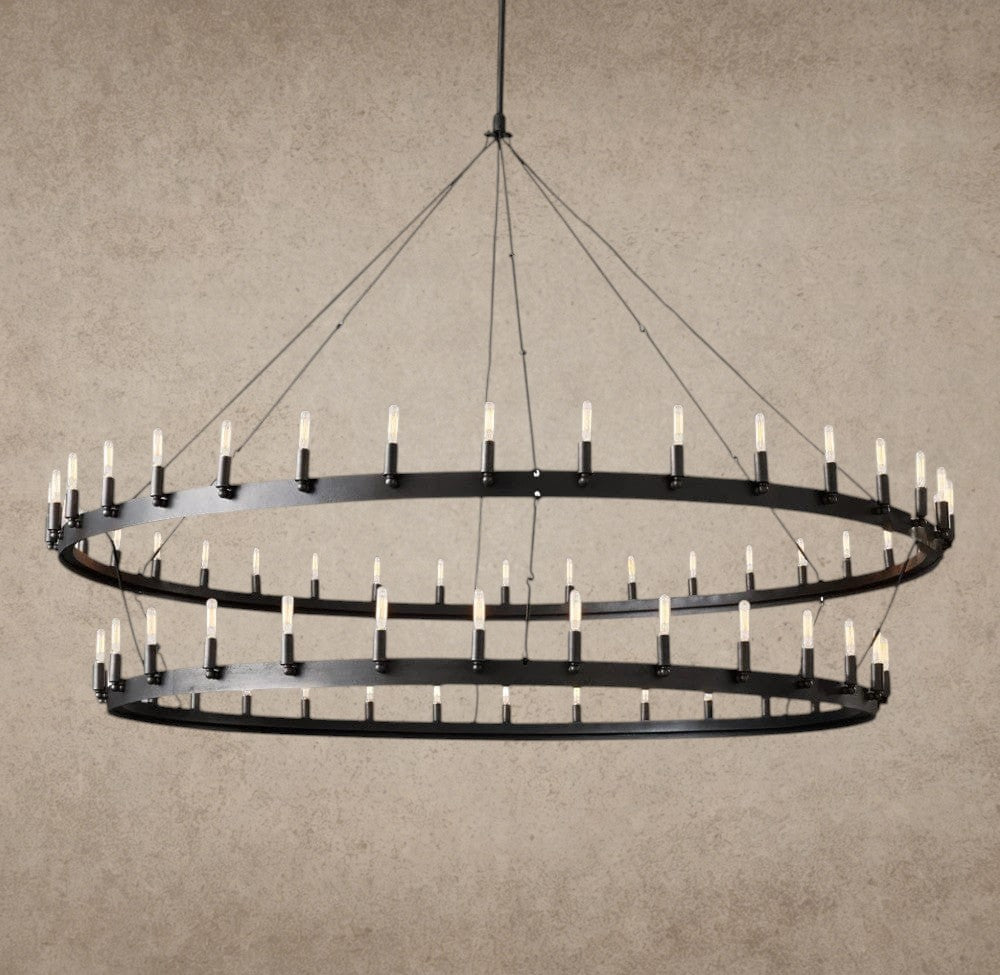 73" / Bronze Camino Vintage Filament Two-Tier Chandelier 38", 50", 63", 71"