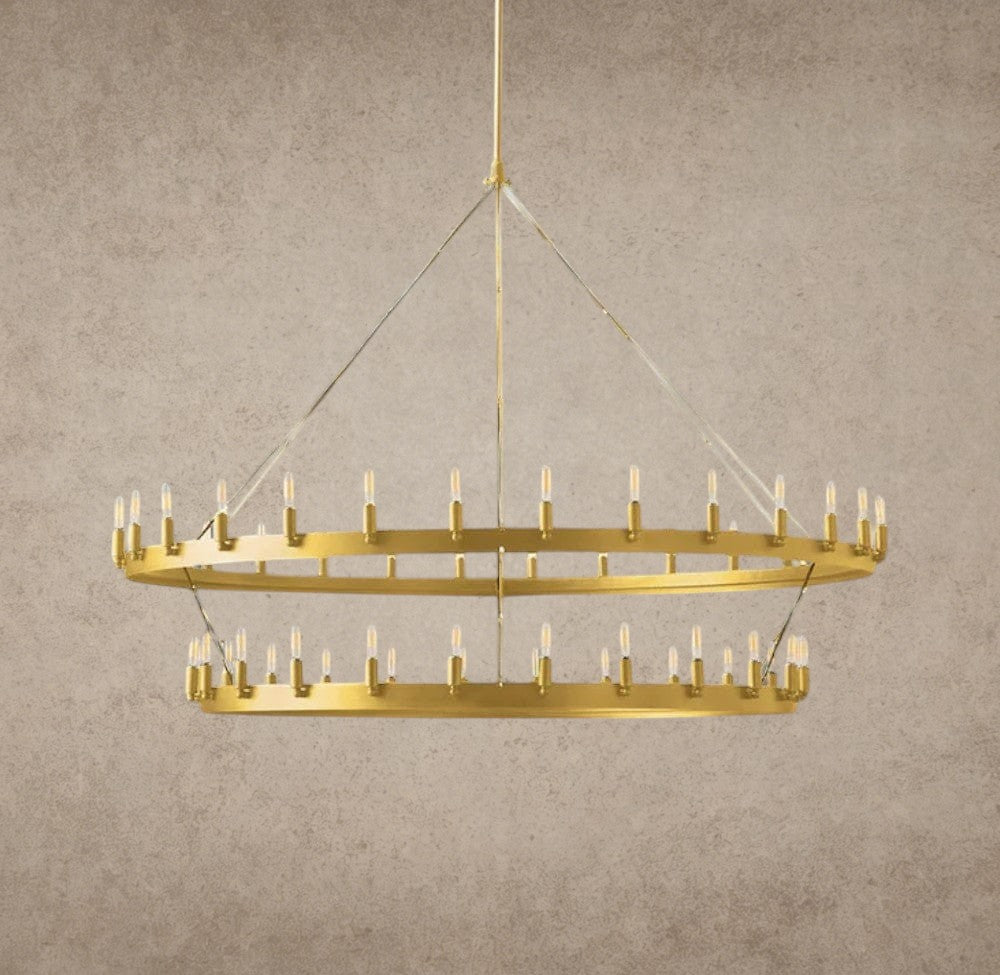 63" / Brass Camino Vintage Filament Two-Tier Chandelier 38", 50", 63", 71"