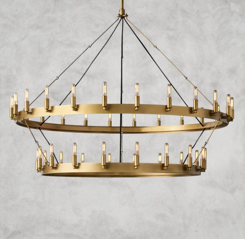 50" / Brass Camino Vintage Filament Two-Tier Chandelier 38", 50", 63", 71"