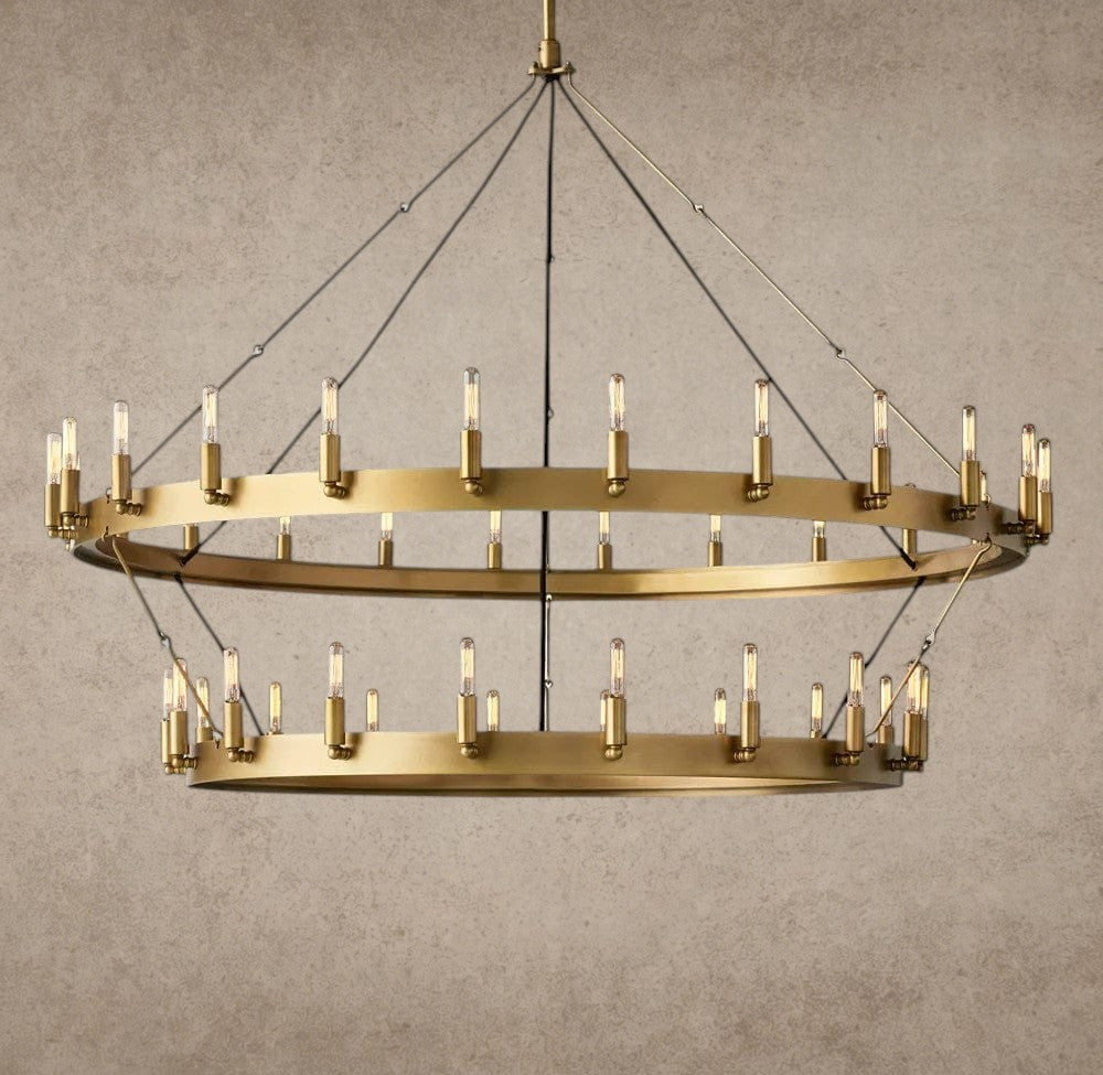 50" / Brass Camino Vintage Filament Two-Tier Chandelier 38", 50", 63", 71"