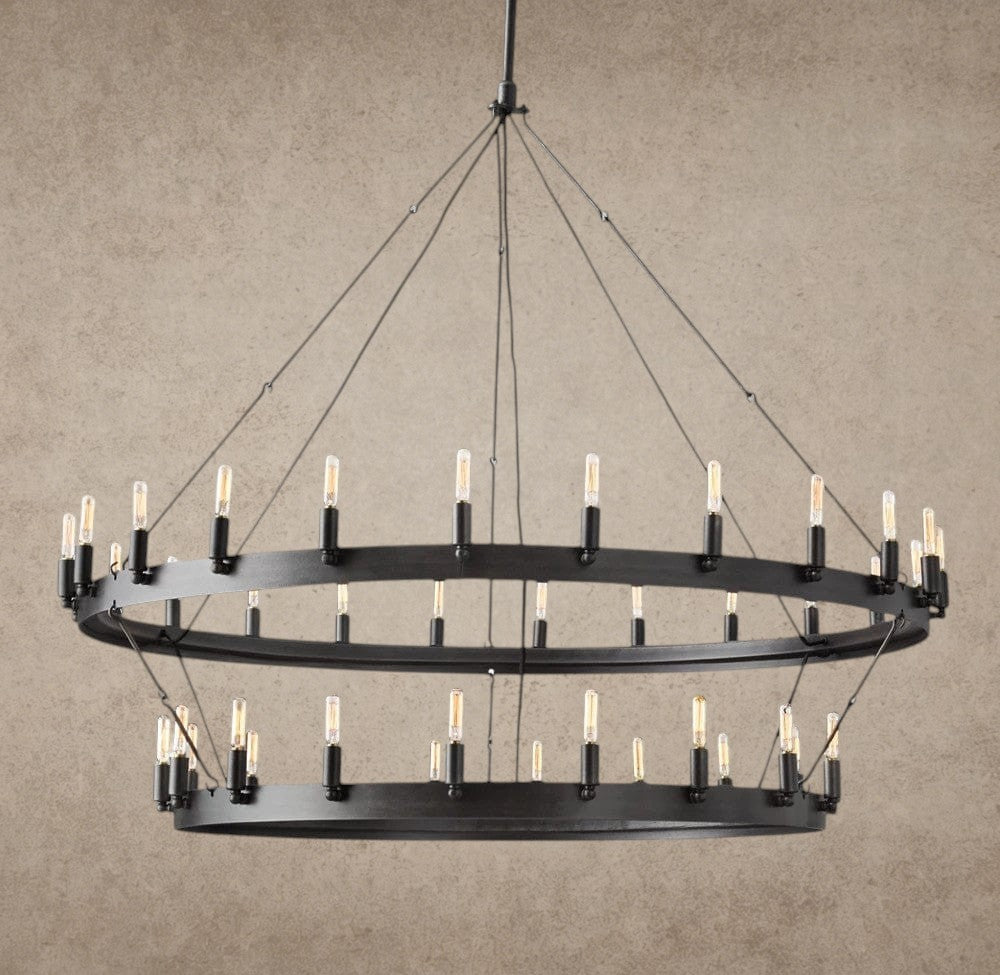 50" / Bronze Camino Vintage Filament Two-Tier Chandelier 38", 50", 63", 71"