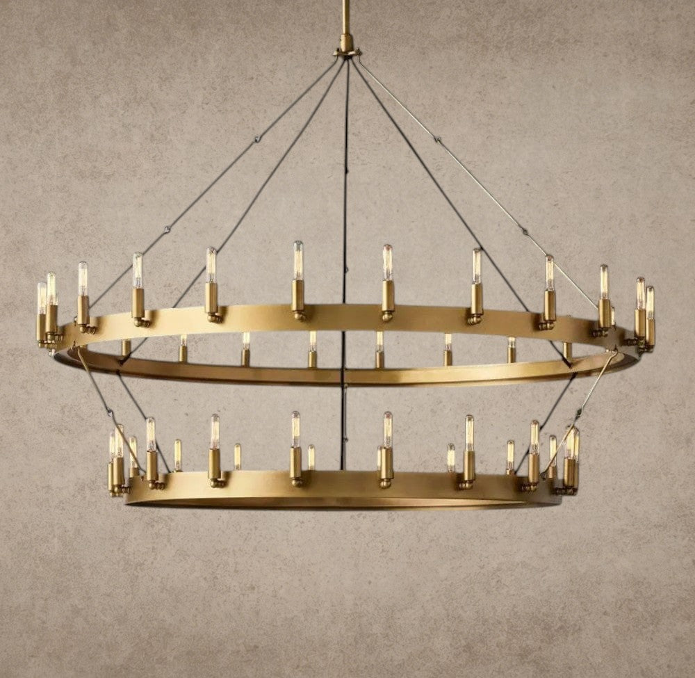 38" / Brass Camino Vintage Filament Two-Tier Chandelier 38", 50", 63", 71"