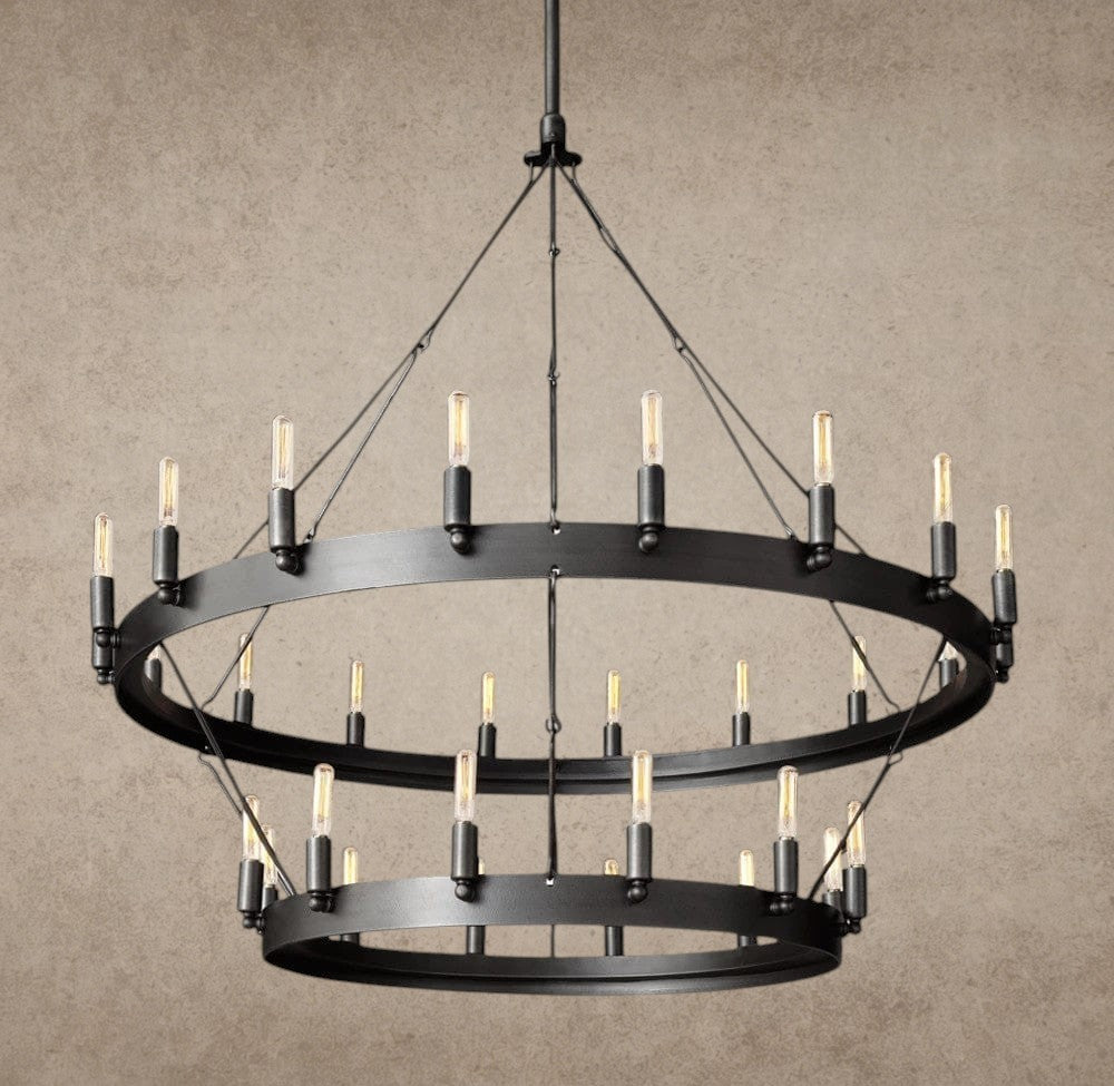 38" / Bronze Camino Vintage Filament Two-Tier Chandelier 38", 50", 63", 71"