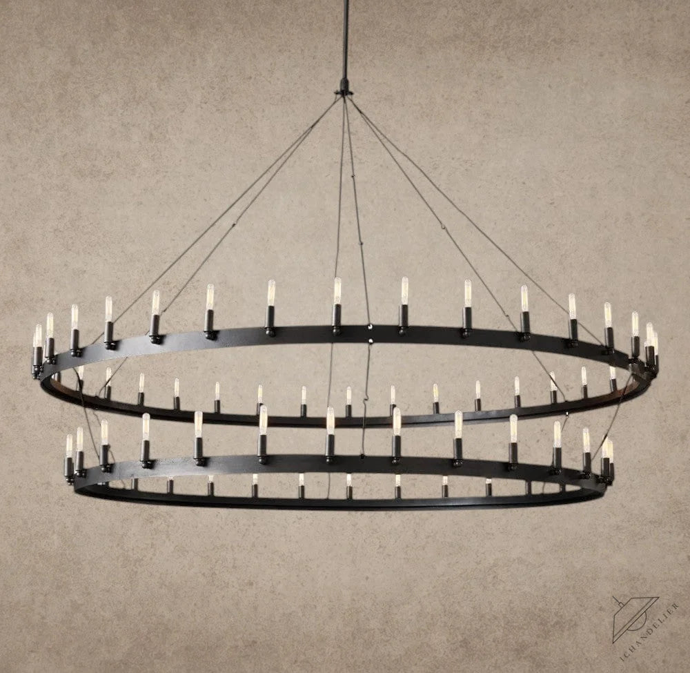 73" / Bronze Camino Vintage Filament Two-Tier Chandelier 38", 50", 63", 71"