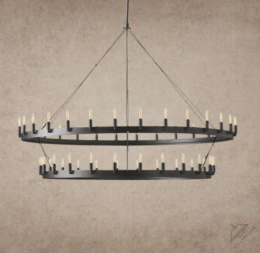 63" / Bronze Camino Vintage Filament Two-Tier Chandelier 38", 50", 63", 71"
