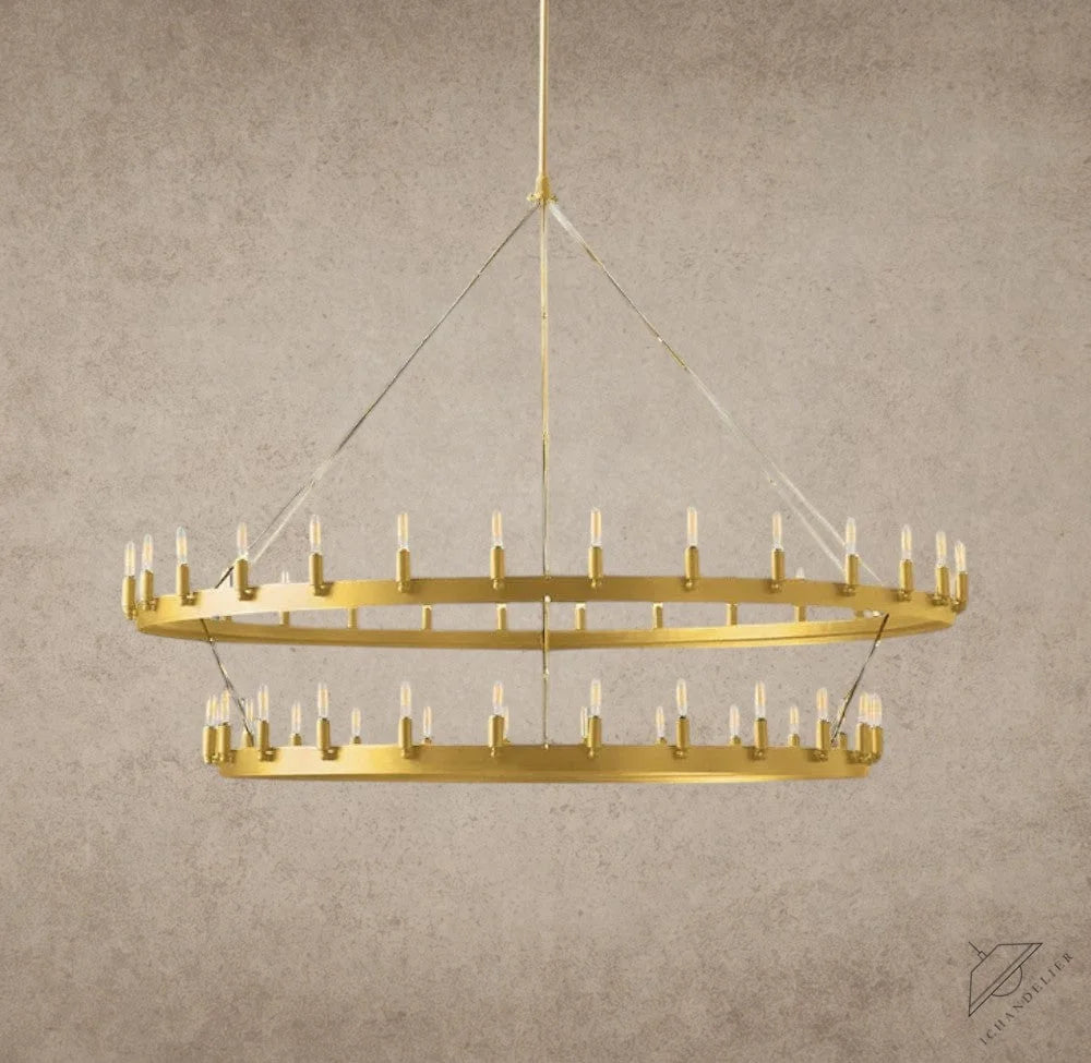 63" / Brass Camino Vintage Filament Two-Tier Chandelier 38", 50", 63", 71"