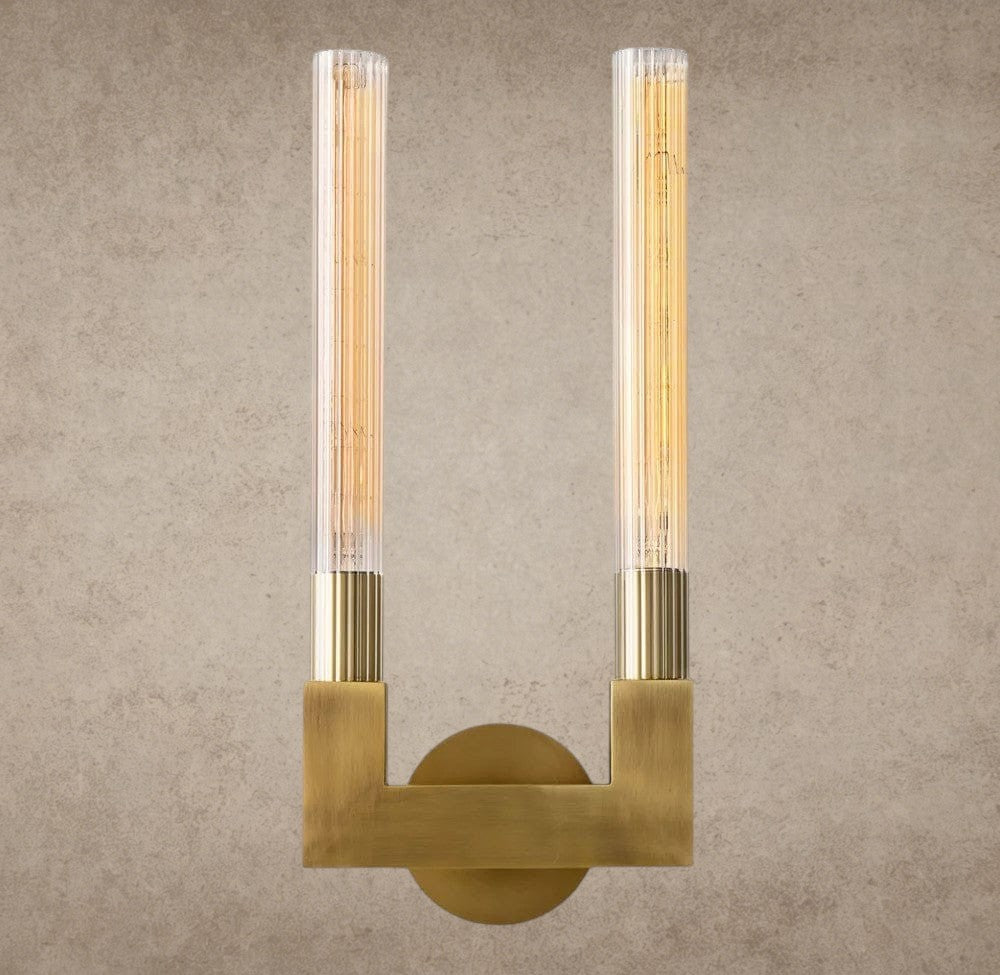 Brass Cannele Double Sconce