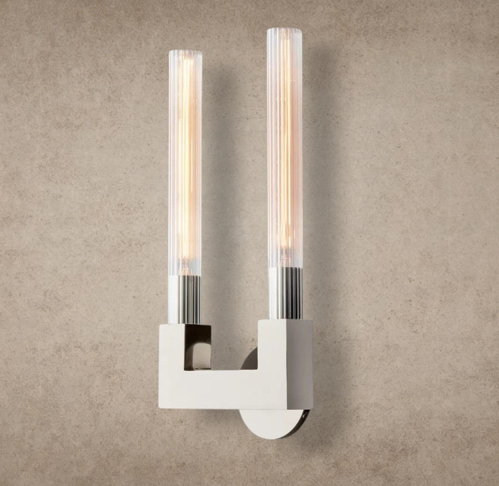 Nickle Cannele Double Sconce