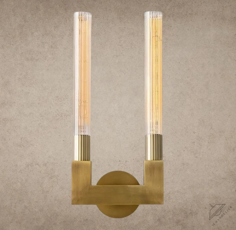 Brass Cannele Double Sconce