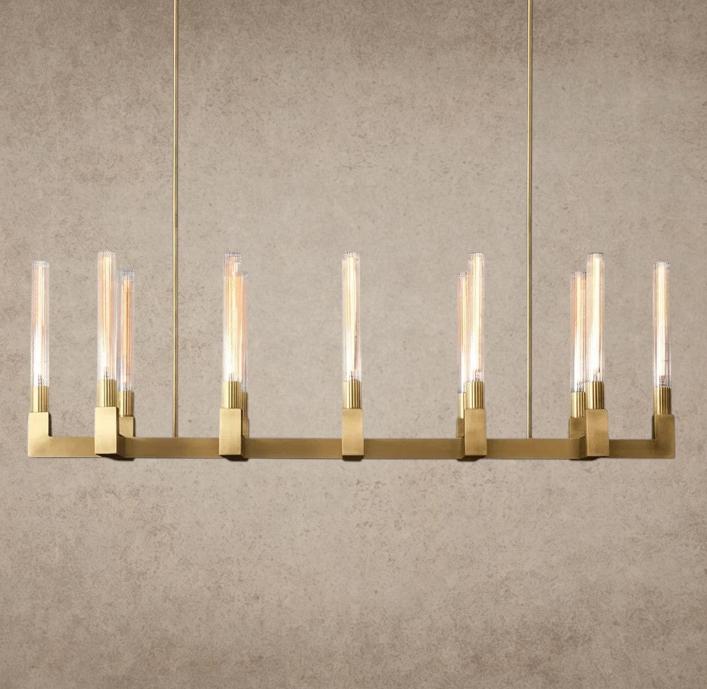55" / Brass Cannele Linear Chandelier 55", 67"