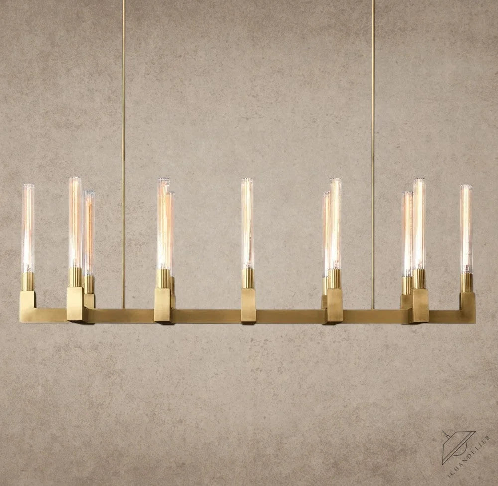 55" / Brass Cannele Linear Chandelier 55", 67"
