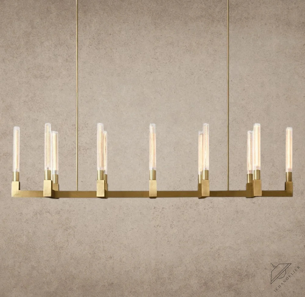 67" / Brass Cannele Linear Chandelier 55", 67"