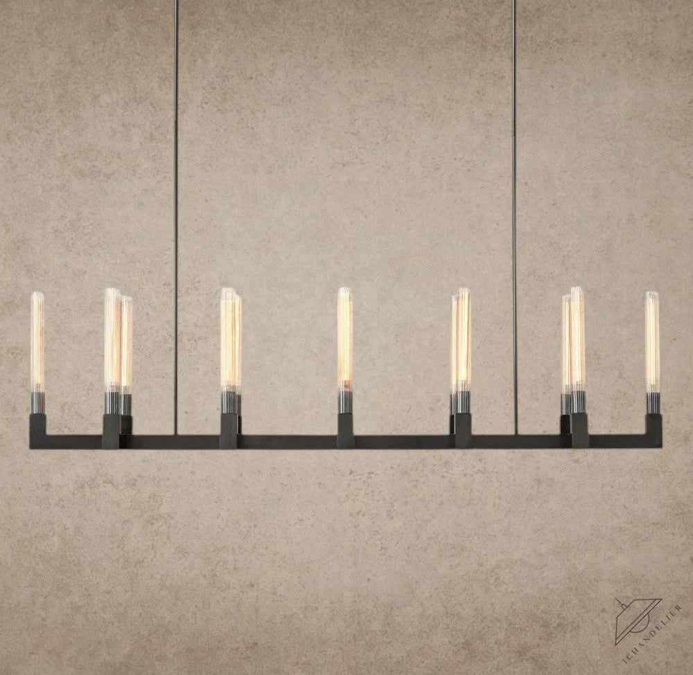 67" / Bronze Cannele Linear Chandelier 55", 67"