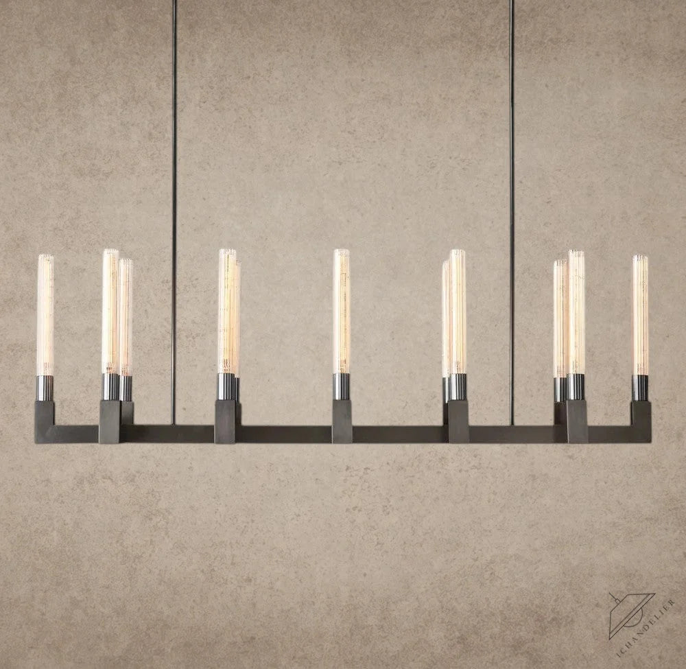 55" / Bronze Cannele Linear Chandelier 55", 67"