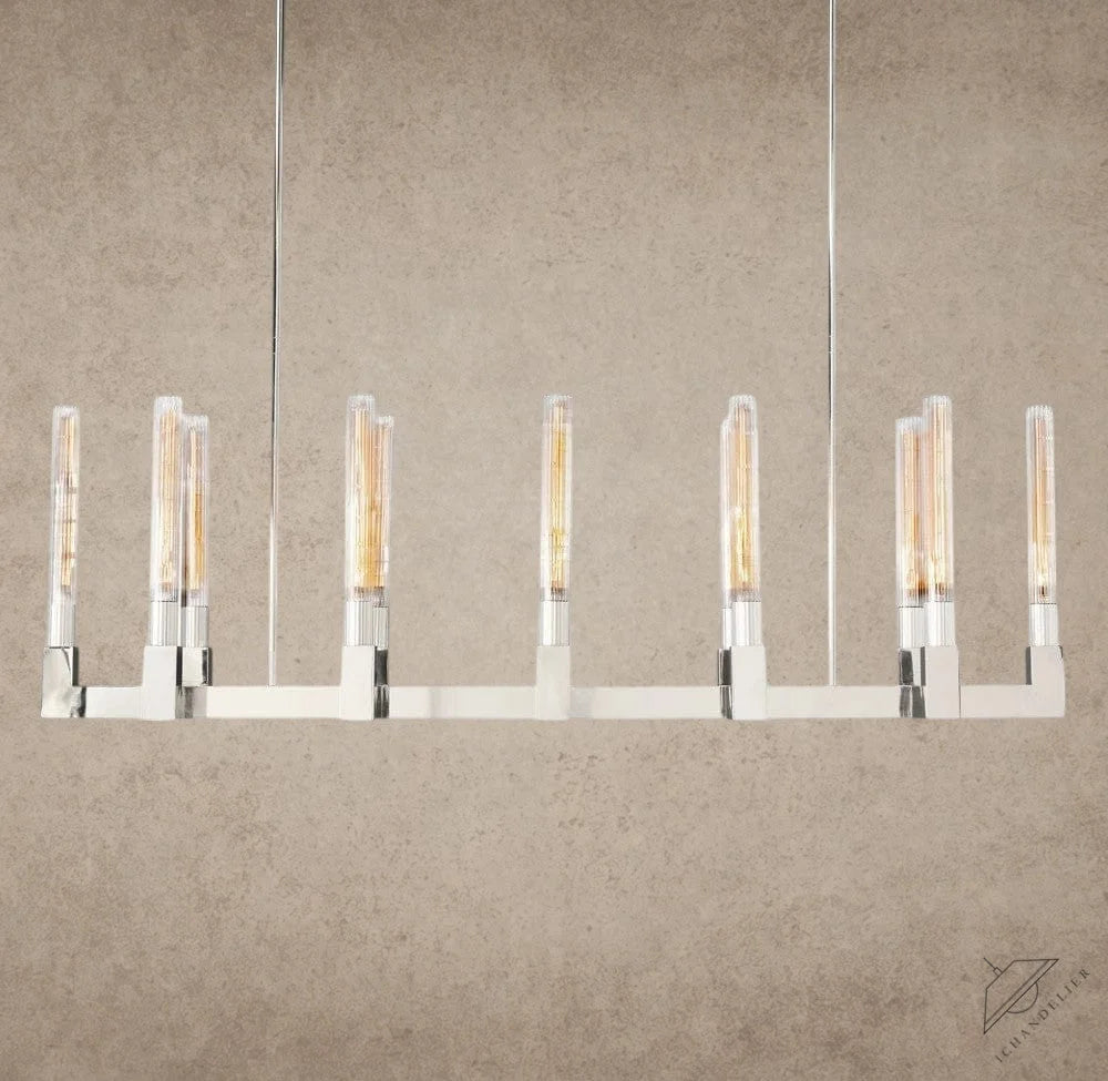 55" / Nickle Cannele Linear Chandelier 55", 67"