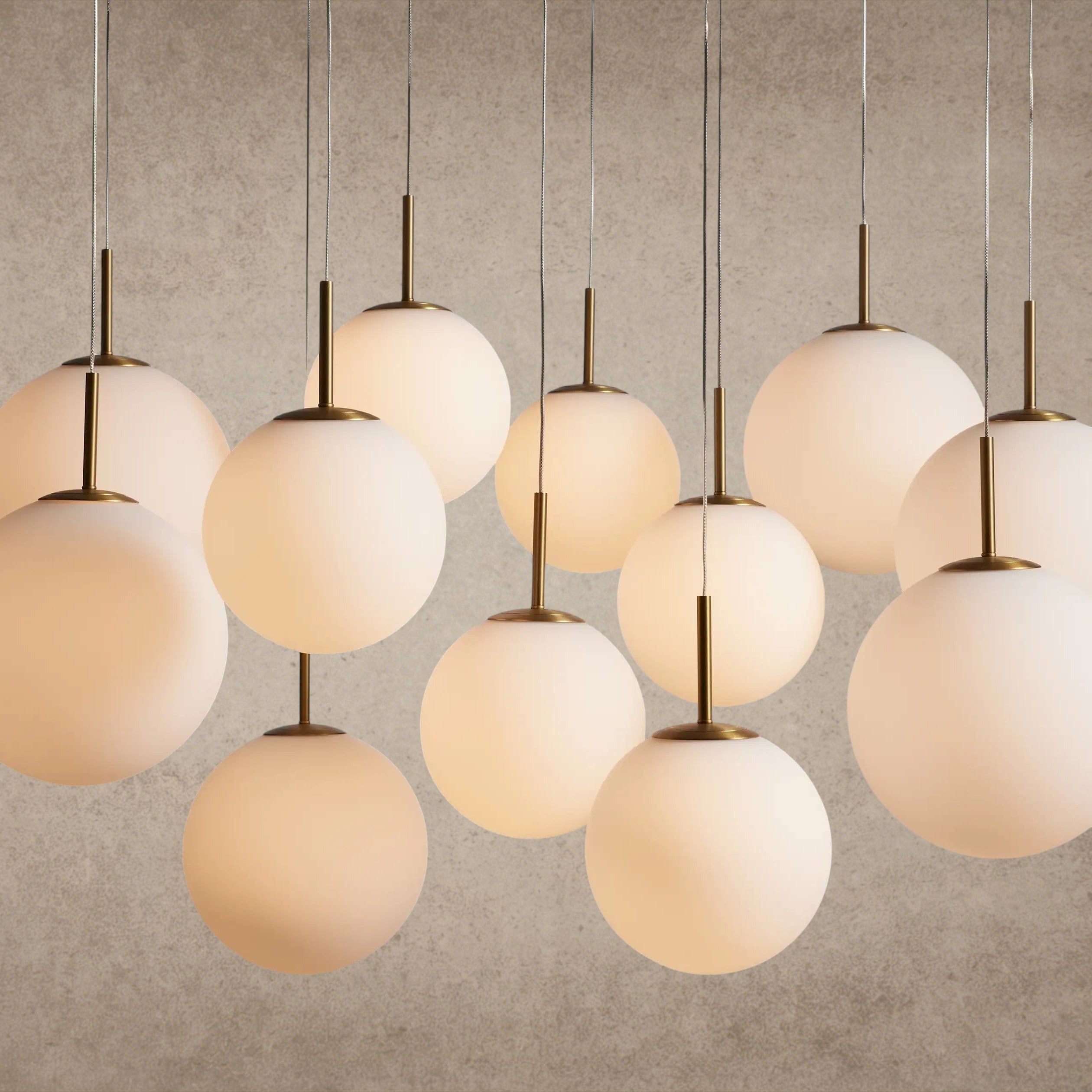 43" / MATTE OPAL Casen Round Chandelier 20", 28", 34", 43"