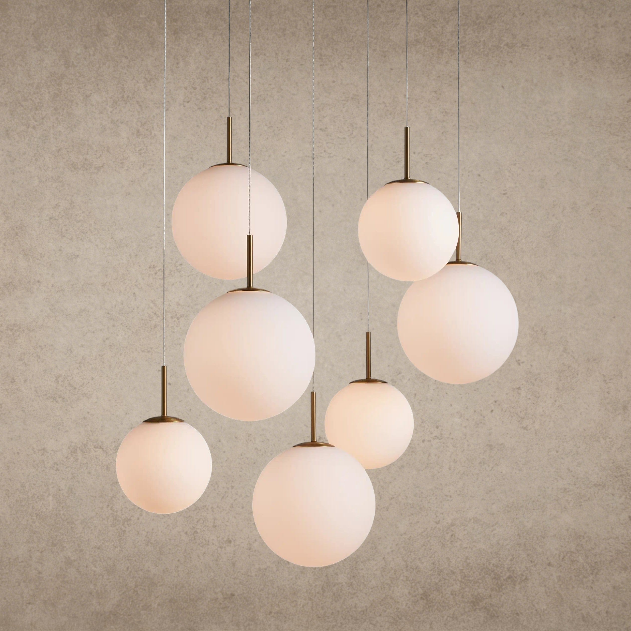 34" / MATTE OPAL Casen Round Chandelier 20", 28", 34", 43"