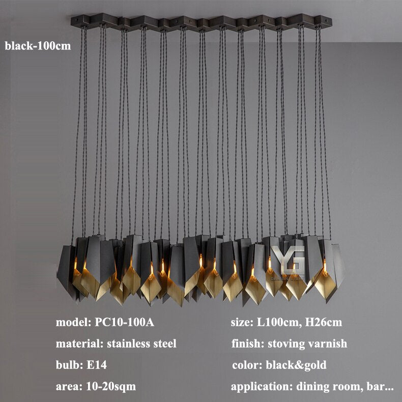 Bronze Fold Linear Chandelier