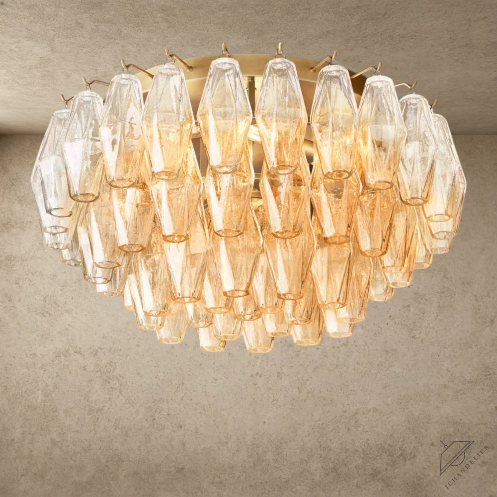 22" / Brass / Clear Chiara Clear/ Smoke Glass Flushmount 17", 22"