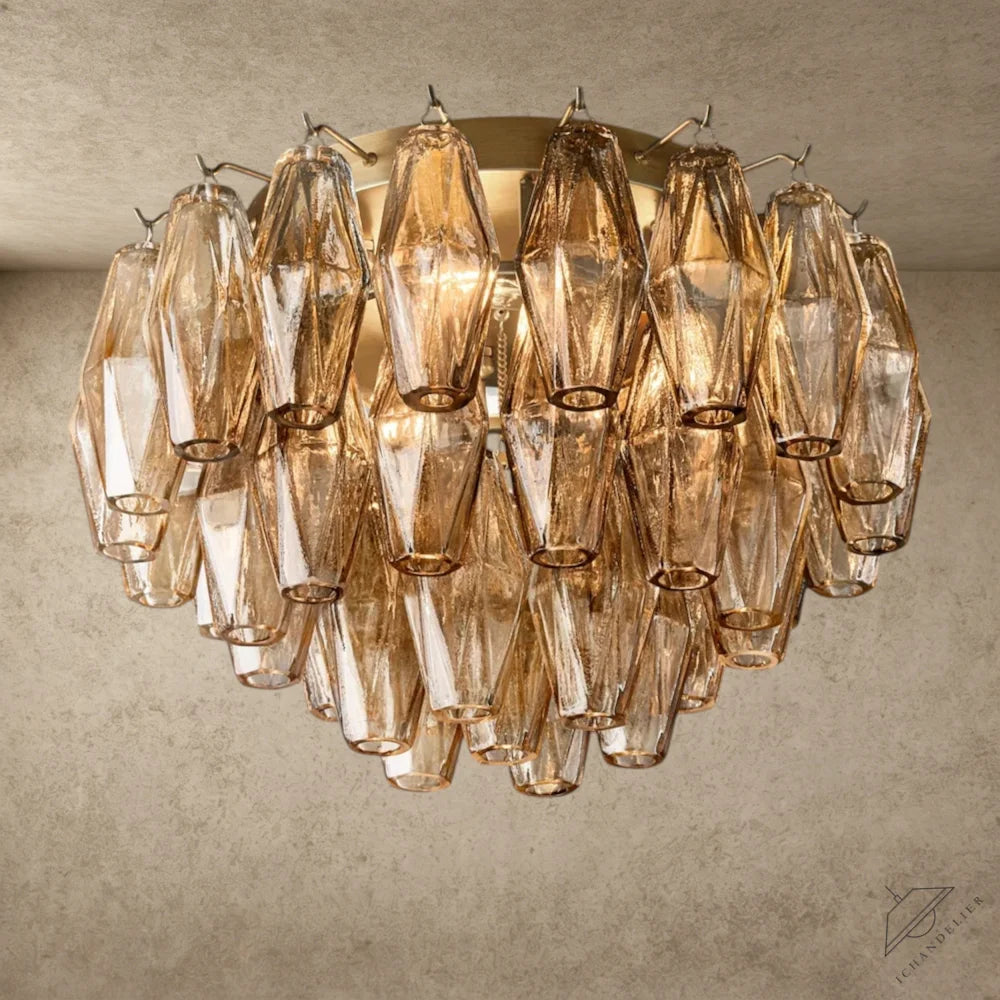 17" / Brass / Smoke Chiara Clear/ Smoke Glass Flushmount 17", 22"