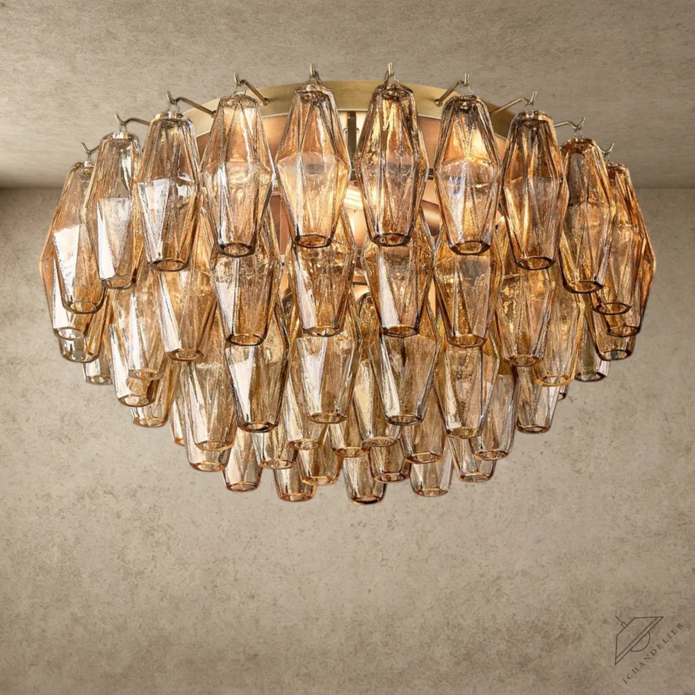 22" / Brass / Smoke Chiara Clear/ Smoke Glass Flushmount 17", 22"