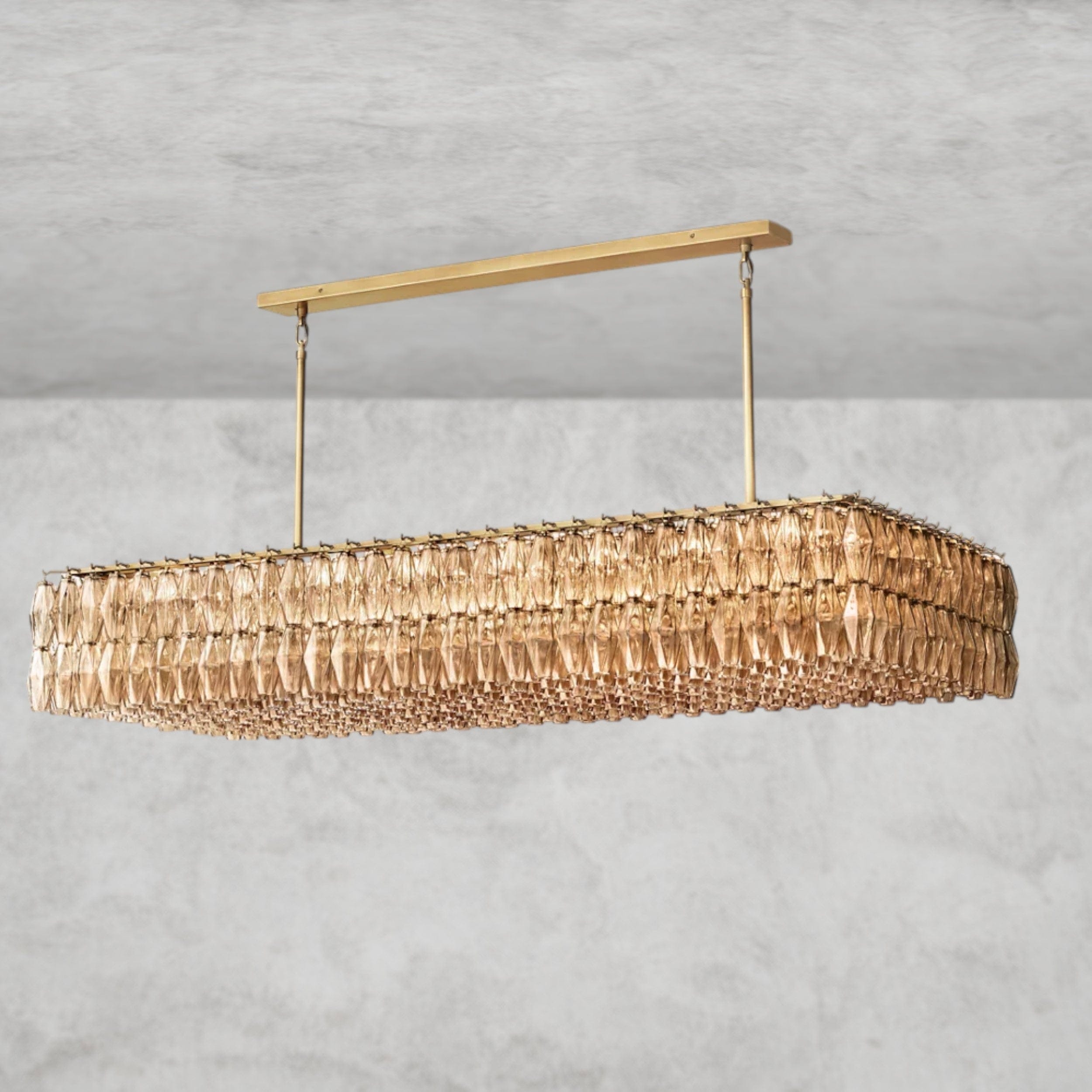 CHIARA CLEAR/ SMOKE GLASS RECTANGULAR CHANDELIER 54