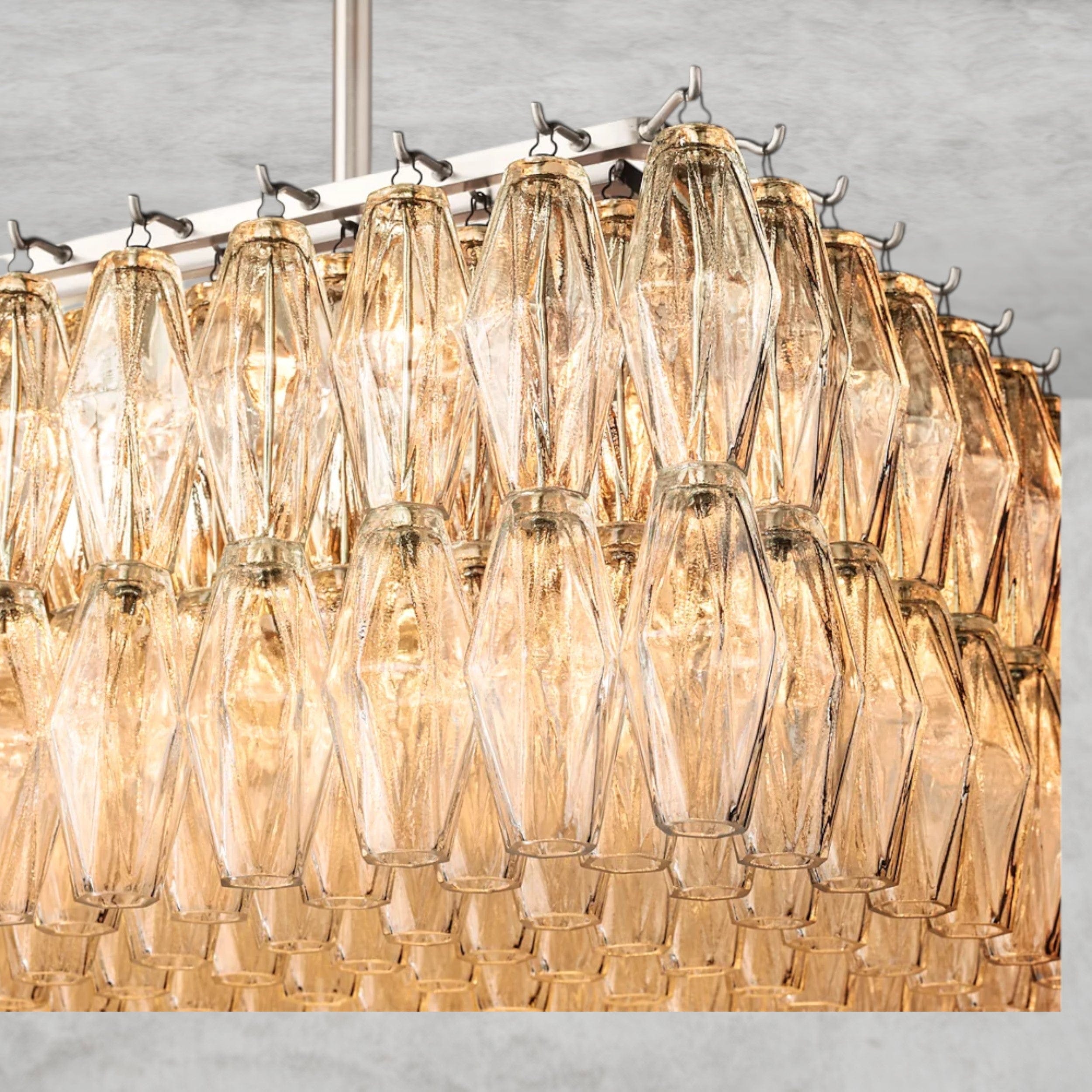 CHIARA CLEAR/ SMOKE GLASS RECTANGULAR CHANDELIER 54