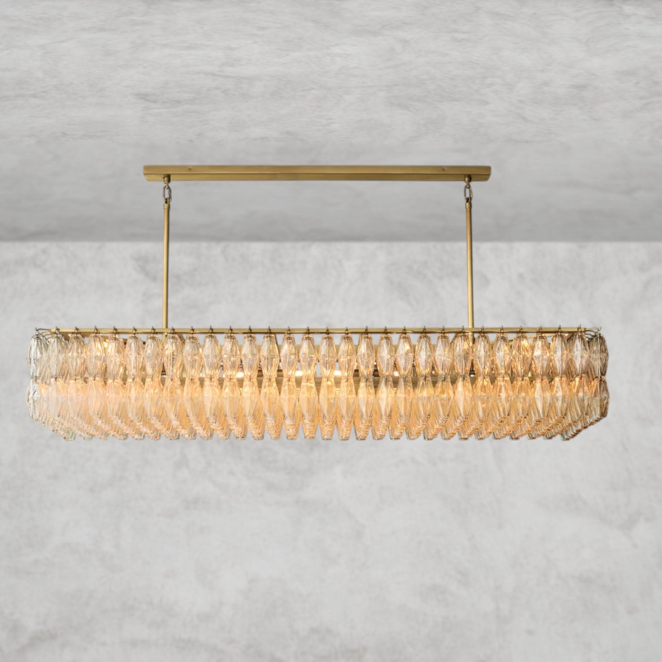 74" / Clear / Brass CHIARA CLEAR/ SMOKE GLASS RECTANGULAR CHANDELIER 54", 74"