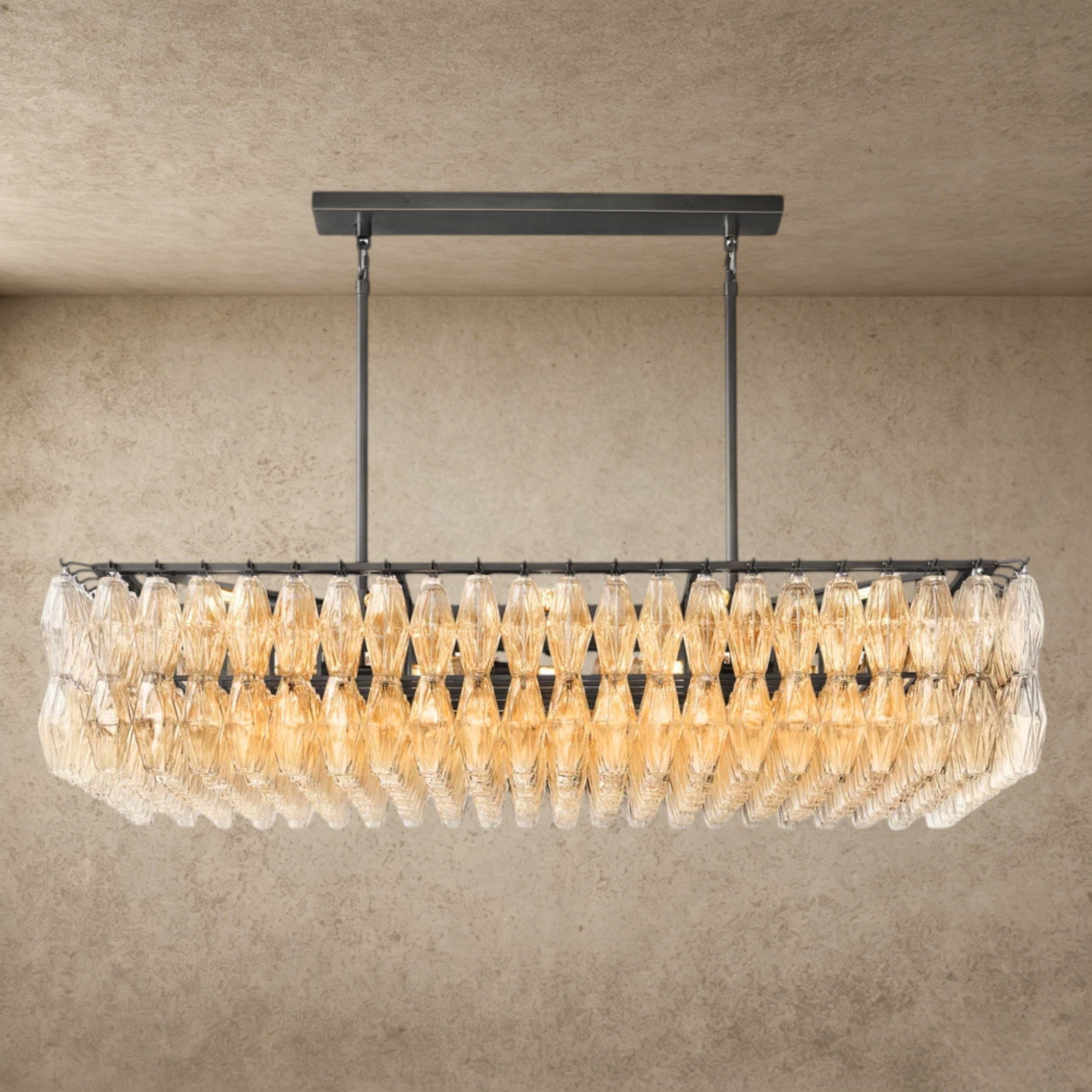 54" / Clear / Bronze CHIARA CLEAR/ SMOKE GLASS RECTANGULAR CHANDELIER 54", 74"