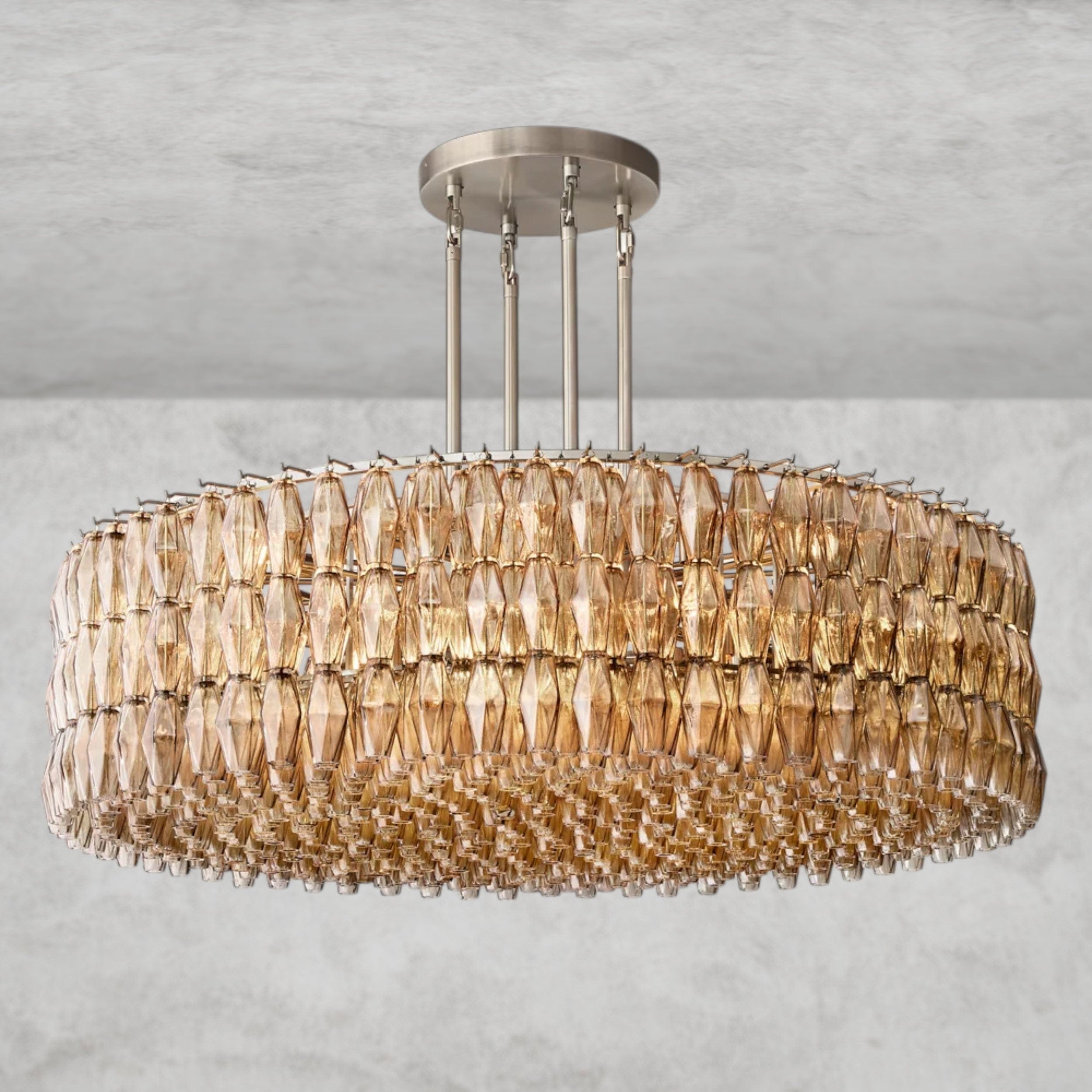 62" / Smoke / Nickle CHIARA CLEAR/ SMOKE GLASS ROUND CHANDELIER 37", 47", 62"