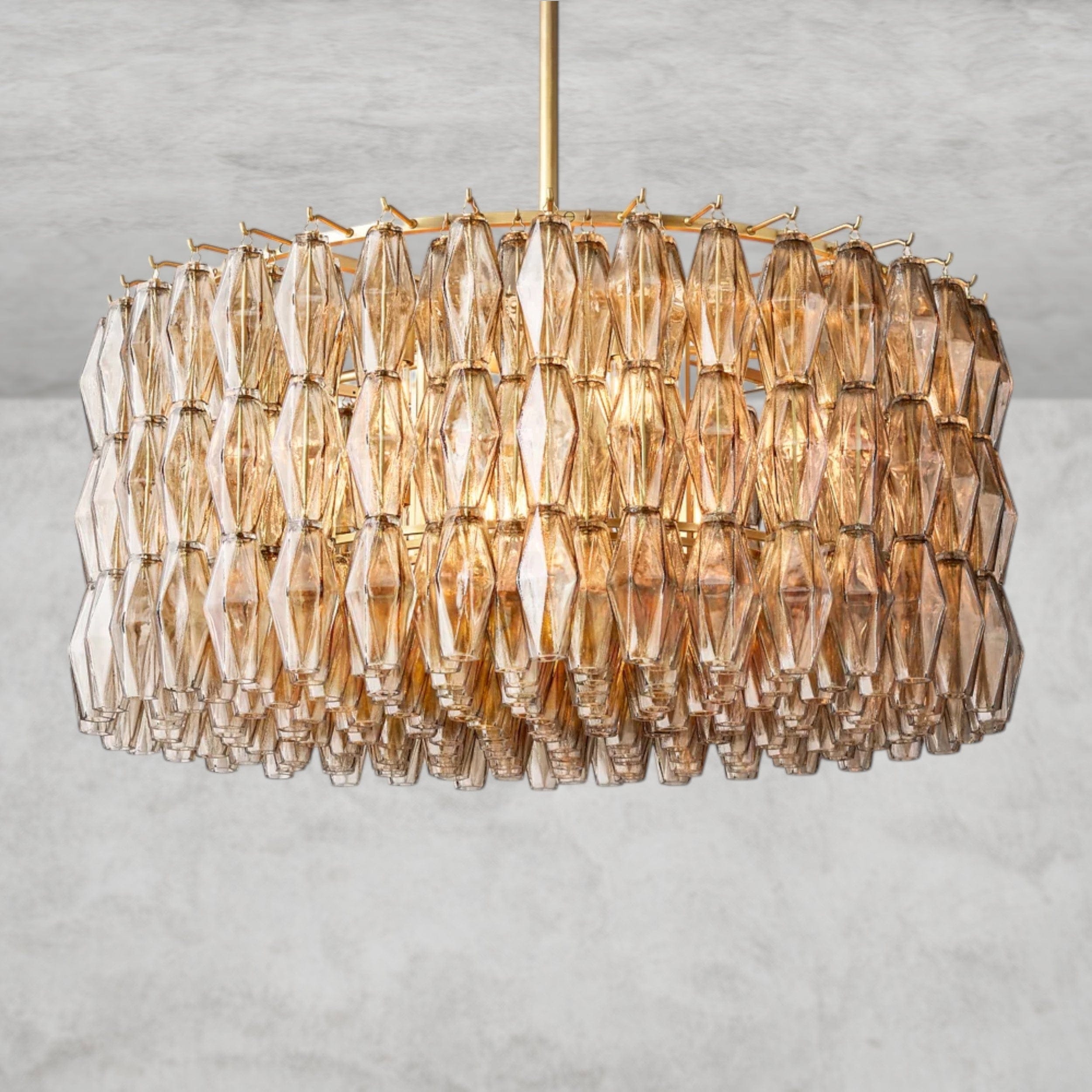 37" / Smoke / Brass CHIARA CLEAR/ SMOKE GLASS ROUND CHANDELIER 37", 47", 62"
