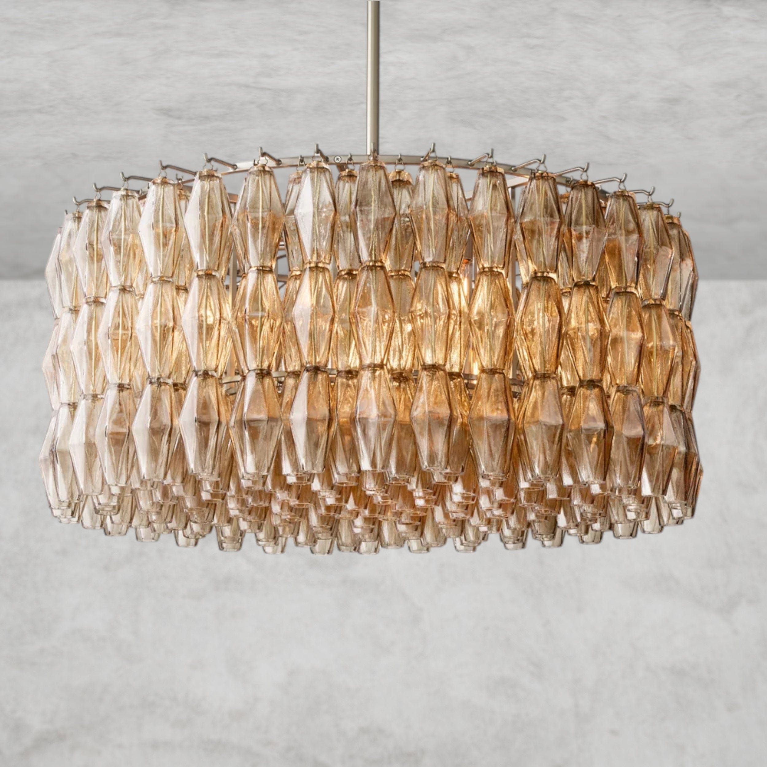 37" / Smoke / Nickle CHIARA CLEAR/ SMOKE GLASS ROUND CHANDELIER 37", 47", 62"