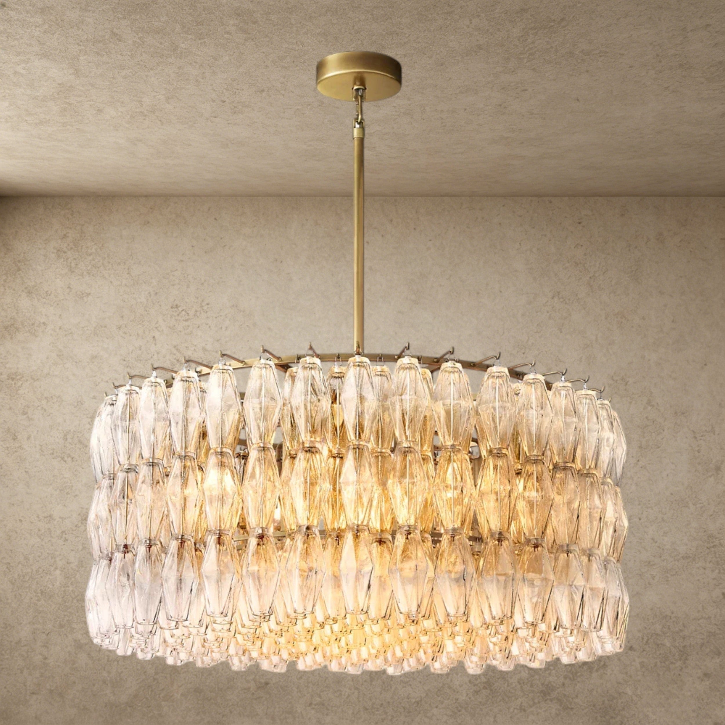 37" / Clear / Brass CHIARA CLEAR/ SMOKE GLASS ROUND CHANDELIER 37", 47", 62"
