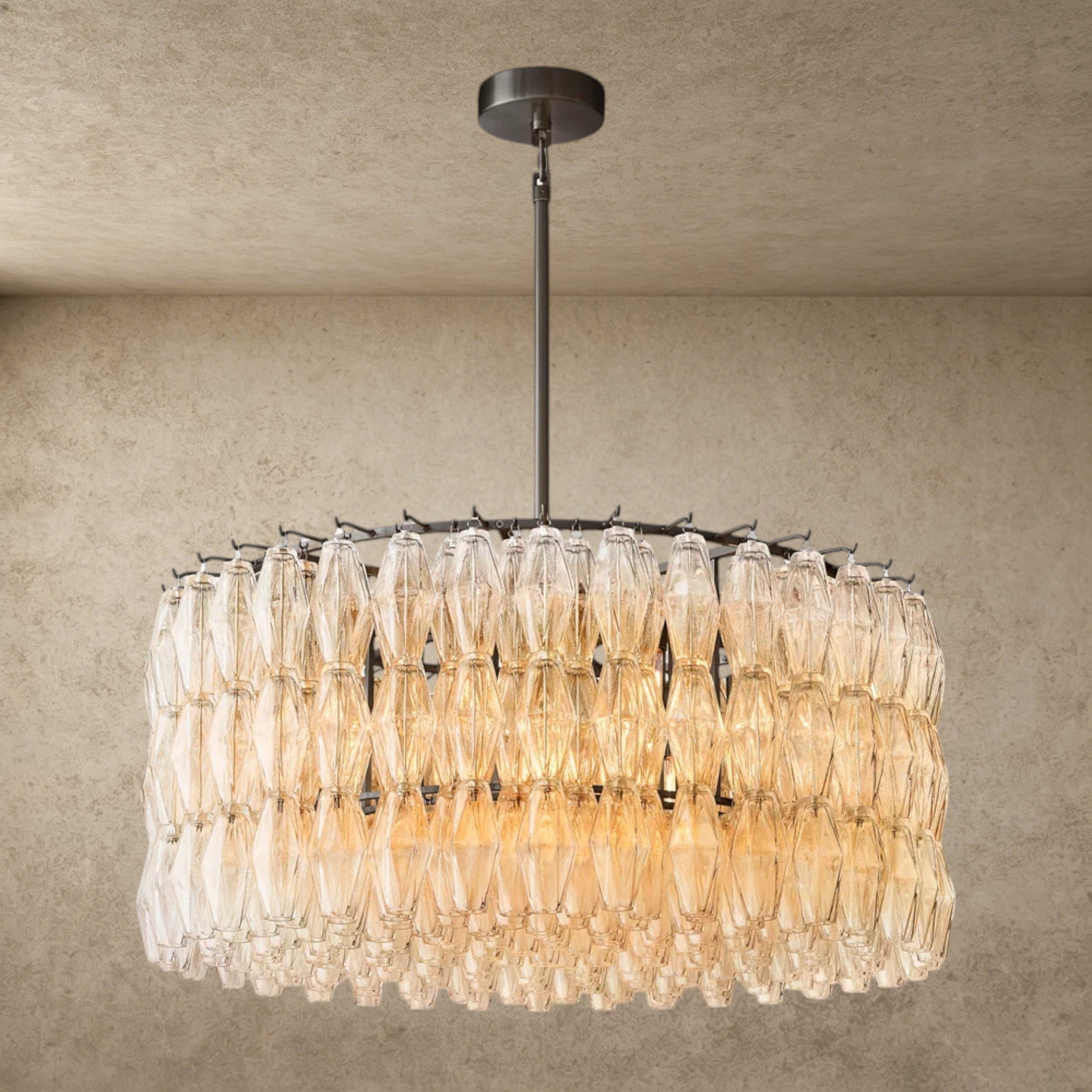 37" / Clear / Bronze CHIARA CLEAR/ SMOKE GLASS ROUND CHANDELIER 37", 47", 62"